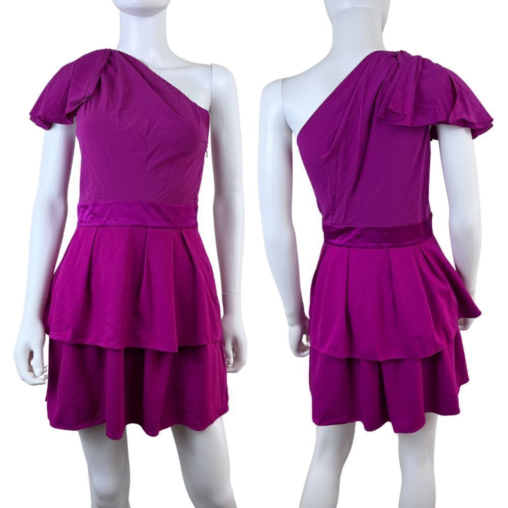 Jay Godfrey Women Size 4 Pink Silk One Should Ruffle Tiered Mini Dress Vintage